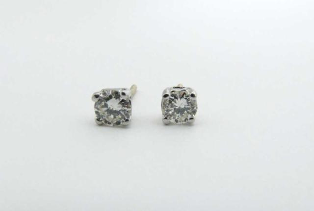 Appraisal: K White Gold Diamond Stud Earrings with - point each