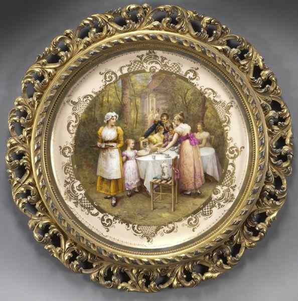 Appraisal: Royal Vienna style painted porcelain charger the central painted reserve