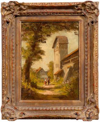 Appraisal: Heinrich Berger painting German born two figures on a path