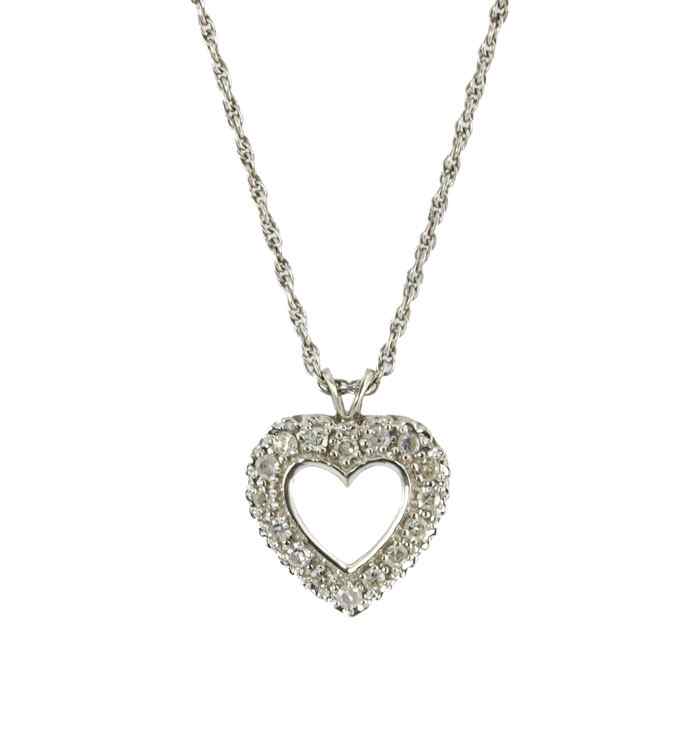 Appraisal: K DIAMOND HEART PENDANT K white gold pendant contains round