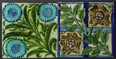 Appraisal: A William De Morgan 'Curzon Rose Trellis' tile painted in