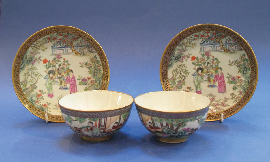 Appraisal: A PAIR OF CHINESE BOWLS AND SAUCERS finely enamelled in