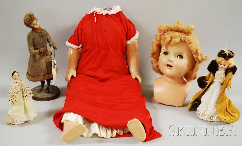 Appraisal: Four Miscellaneous Dolls small peg wooden lady net dress French