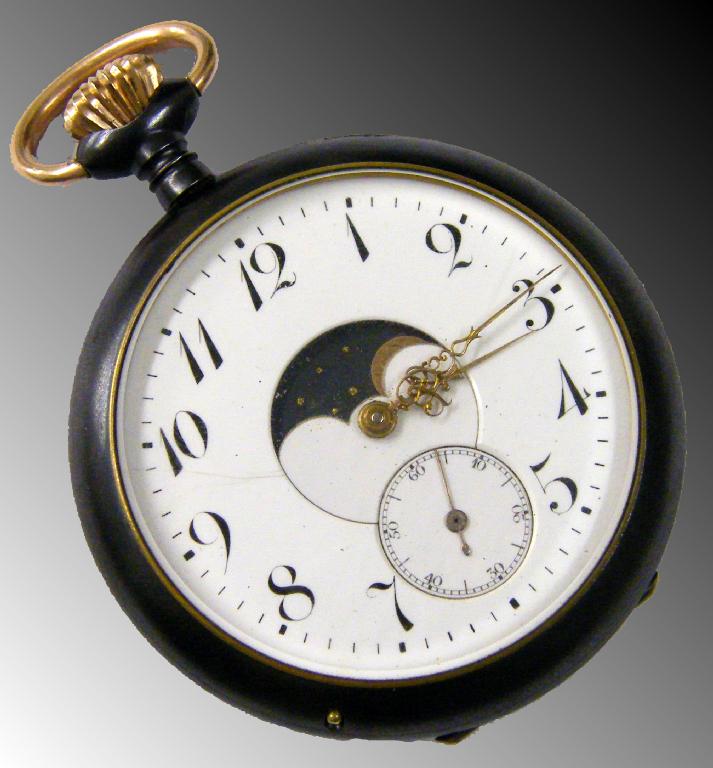 Appraisal: Swiss gunmetal lever double sided calendar pocket watch the white