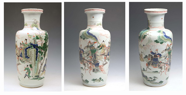 Appraisal: A CHINESE FAMILLE VERTE ROULEAU VASE painted in coloured enamels