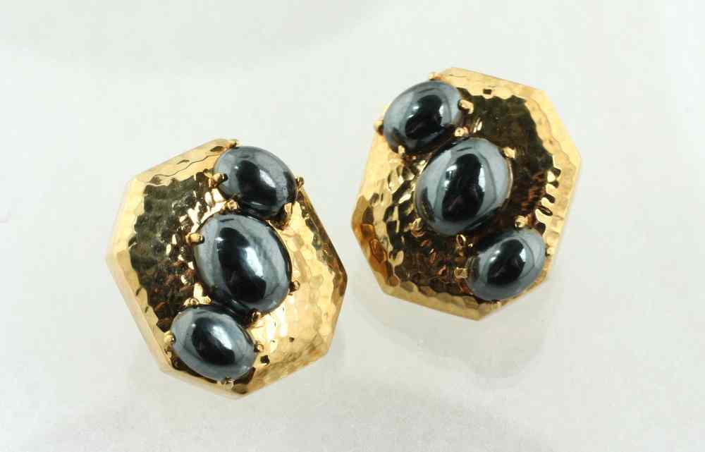 Appraisal: EAR CLIPS - One pair of K yellow gold hammered