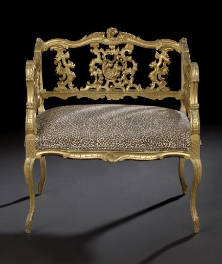 Appraisal: Louis XV-Style Giltwood Fauteuil de Coiffeur third quarter th century