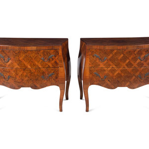 Appraisal: A Pair of Italian Parquetry Commodini Circa Height x width