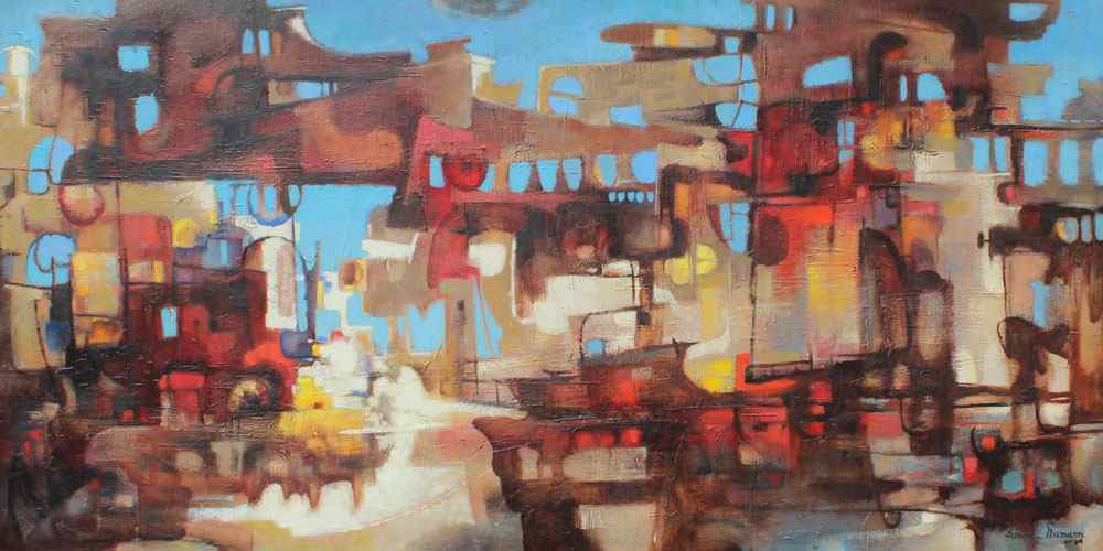 Appraisal: NEIMANN Edmund American th C Abstract Modernist ''Facade'' City Scene