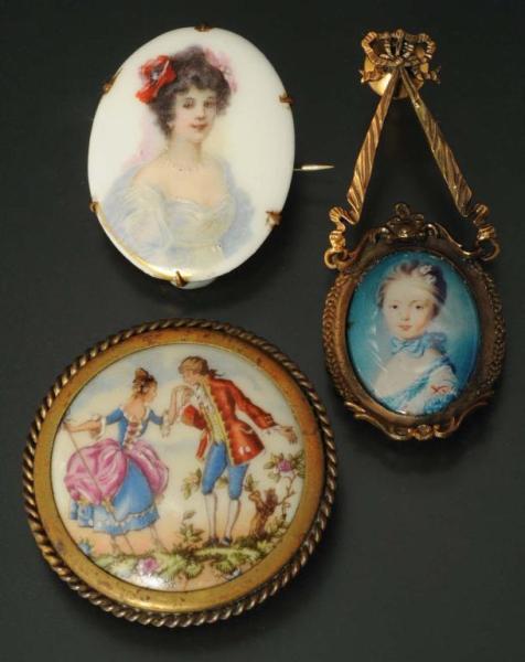 Appraisal: Lot of Antique Porcelain Pins Description Includes one Limoge one