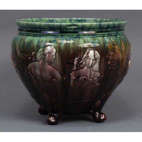 Appraisal: Weller Blended Footed Jardiniere with Mermaids ca