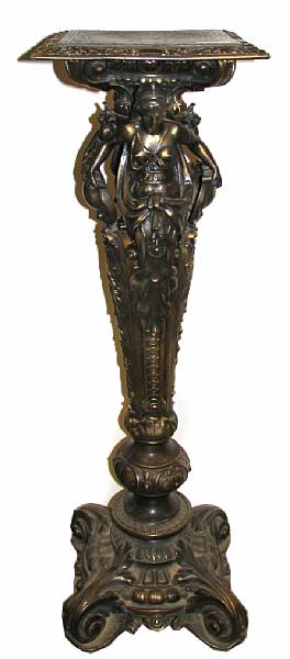 Appraisal: A Louis XIV style cast patinated metal pedestal height in