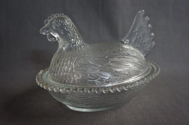 Appraisal: Indiana Glass Hen on a Nest Candy Dish 's- 's