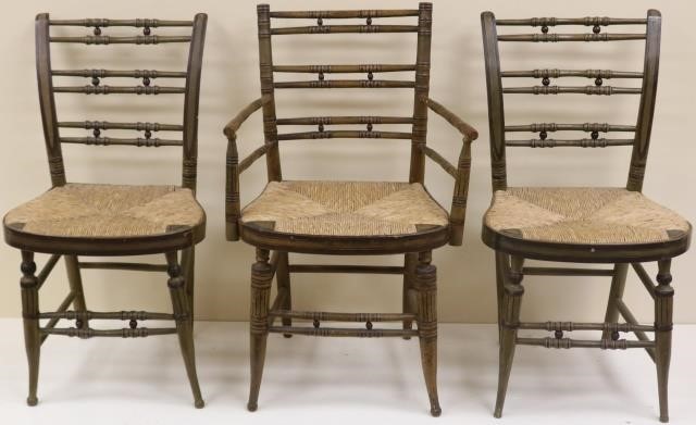 Appraisal: SET OF AMERICAN SHERATON CIRCA - PAINTED FANCY CHAIRS TURNED