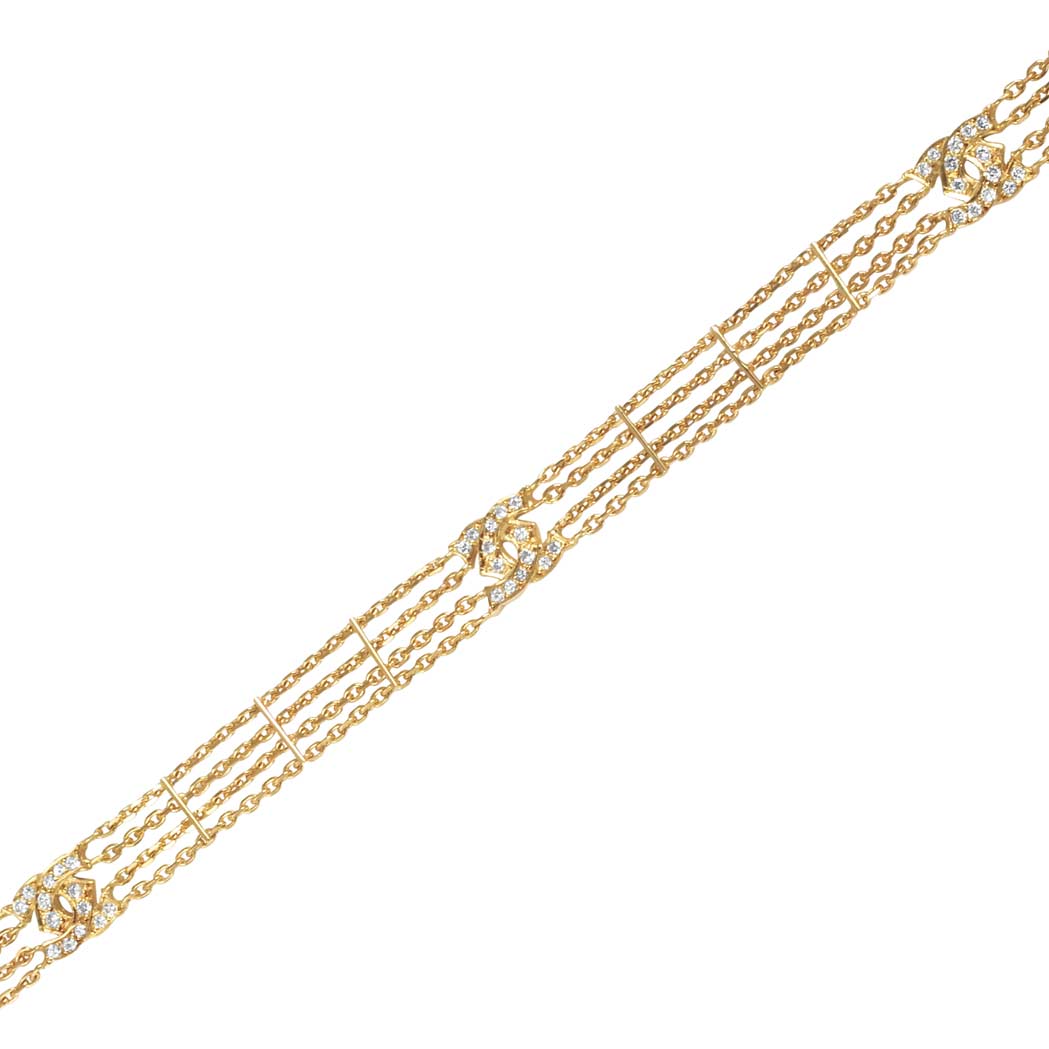 Appraisal: Four Strand Gold and Diamond Chain Bracelet Cartier kt signed