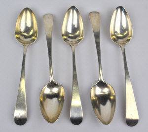 Appraisal: A set of five George III Scottish silver table spoons