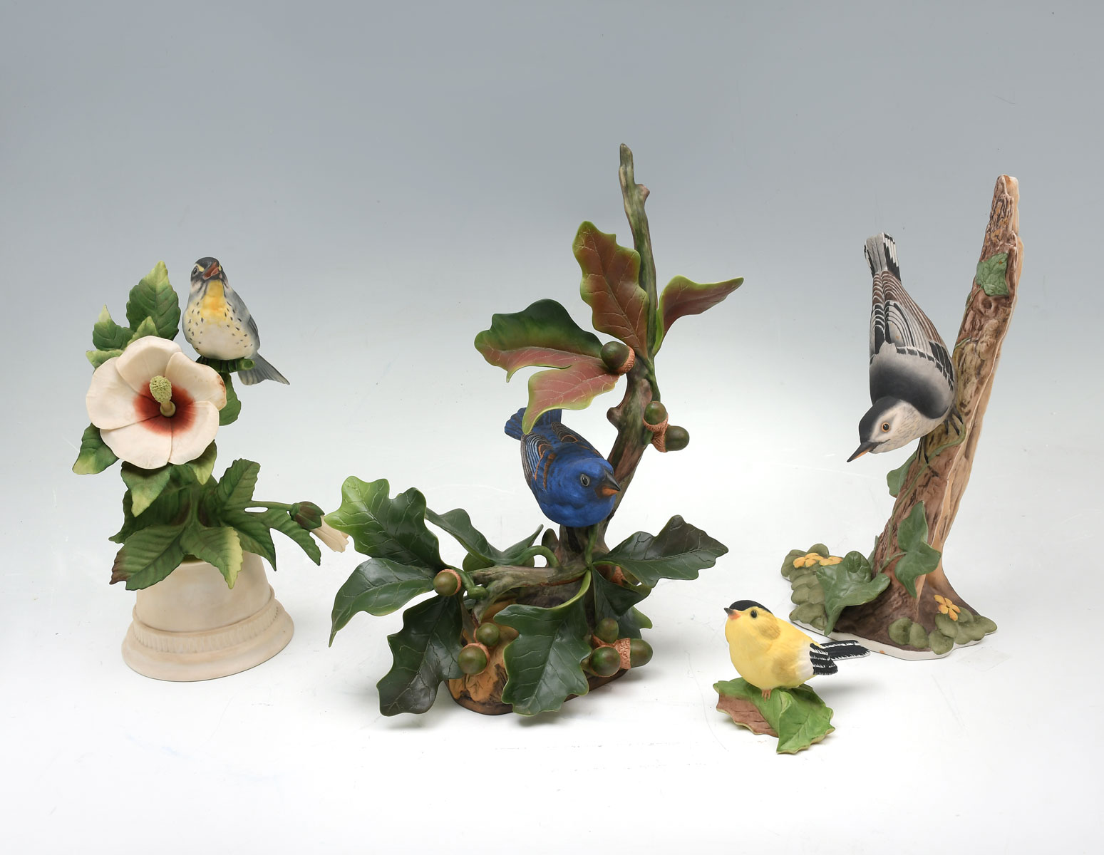 Appraisal: BOEHM - PC BIRD LOT Goldfinch measures '' to the