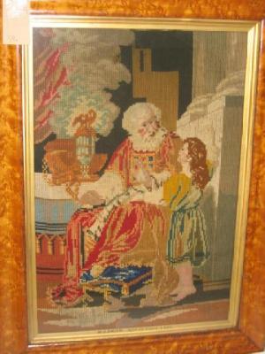 Appraisal: A VICTORIAN WOOLWORK PICTURE depicting Abraham and Isaac in a