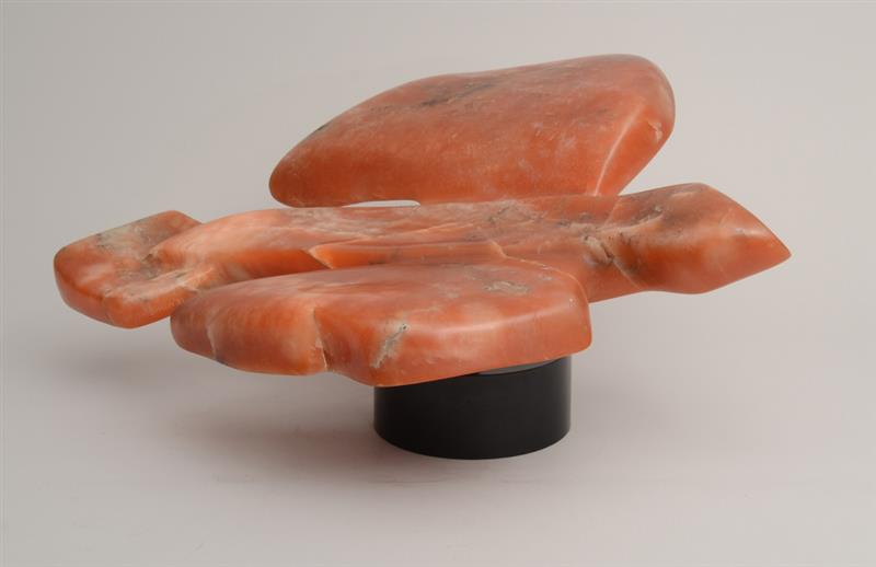 Appraisal: HELEN SIMON FLYING Orange veined onyx on metal-clad disc base