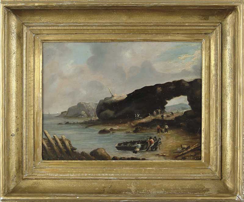 Appraisal: ROBERT SALMON American - FISHING PARTY BEACHING A BOAT Oil