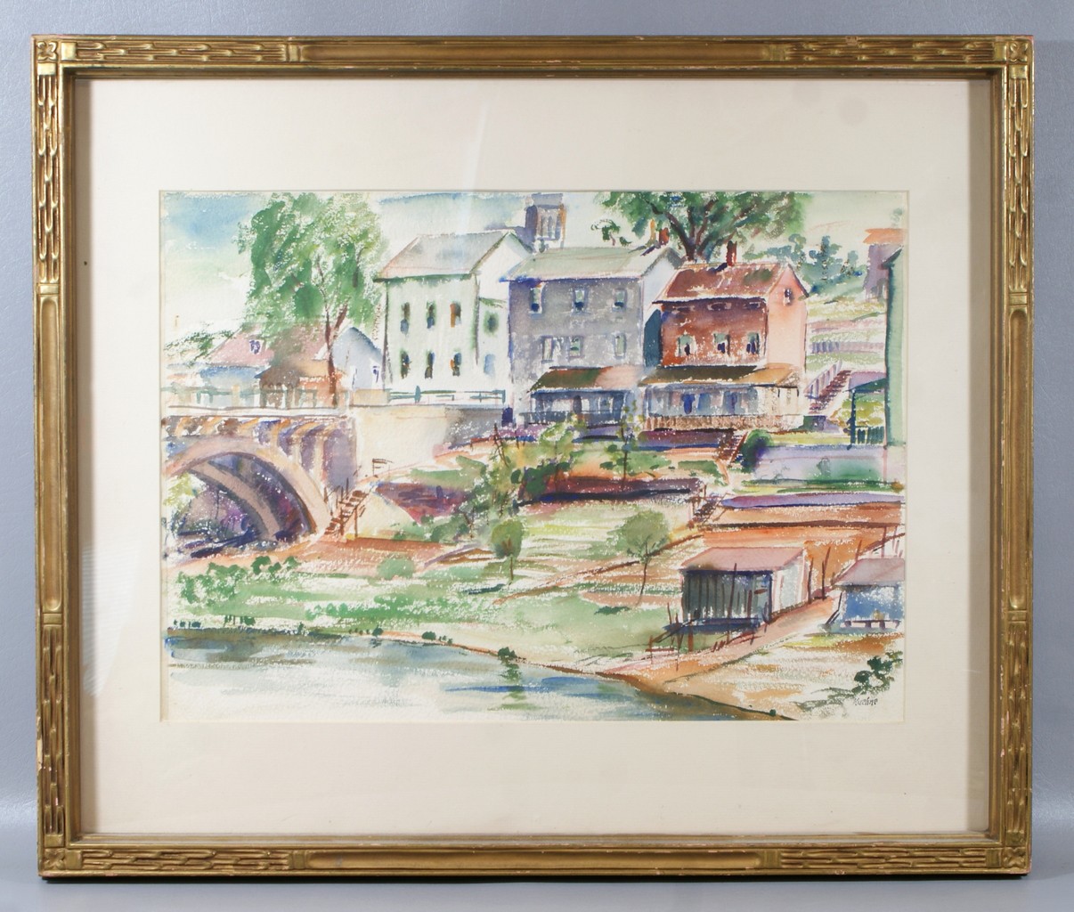 Appraisal: Max Kuehne American - w c New Hope Lambertville River