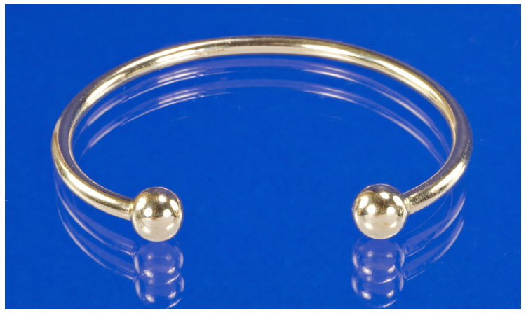 Appraisal: ct Gold Torque Bangle Solid Band With Bauble Terminals Fully