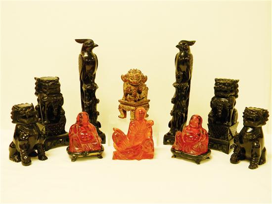 Appraisal: Six acrylic Asian figures consisting of pair of '' h