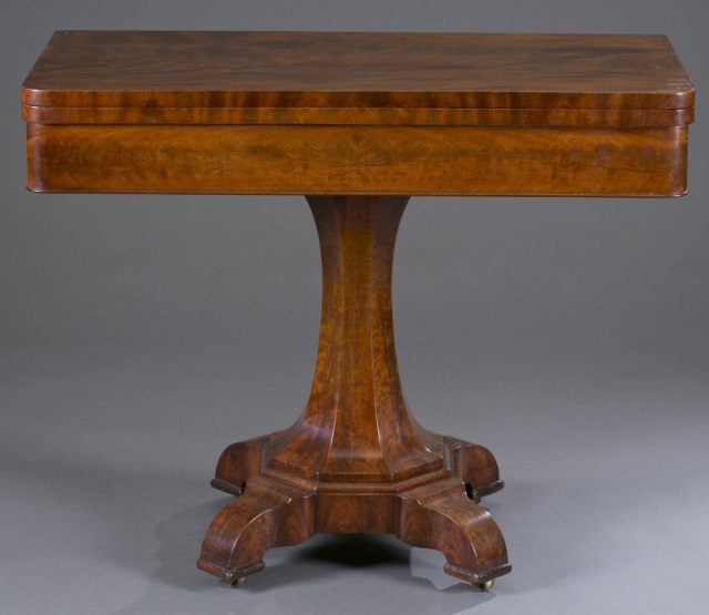 Appraisal: th c Empire Card Table Mahogany with veneers Top opens