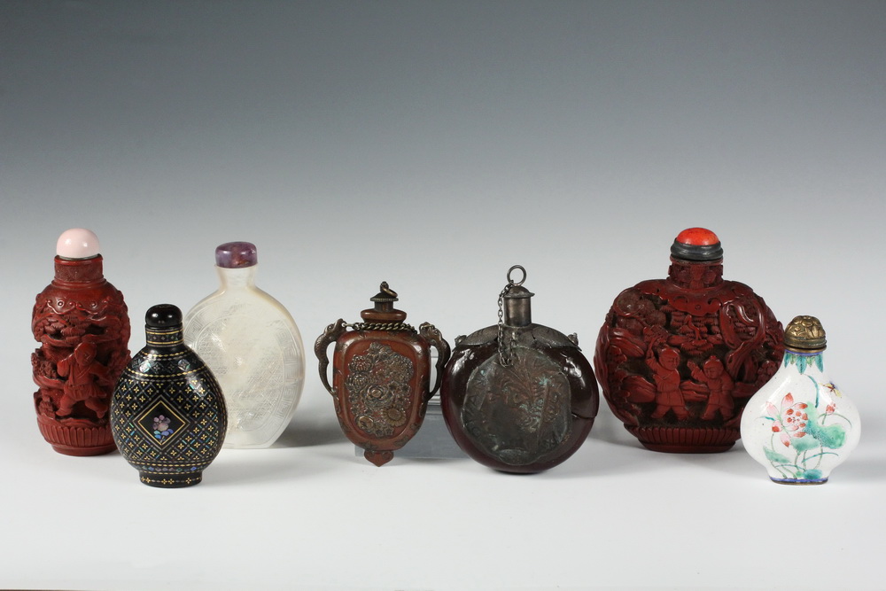 Appraisal: A GROUP OF SNUFF BOTTLES - Including A Carved and