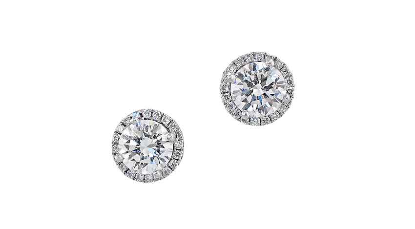 Appraisal: K GOLD DIAMOND HALO STUD EARRINGS K white gold earrings