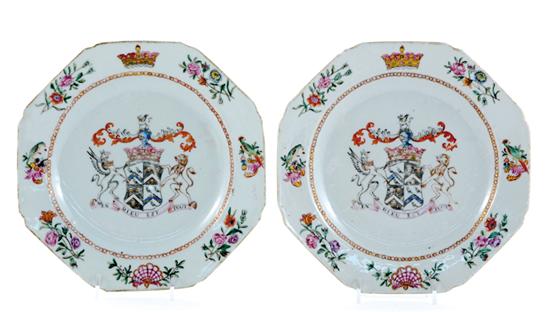 Appraisal: Pair Chinese Export Watson Wentworth armorial plates circa octagonal form