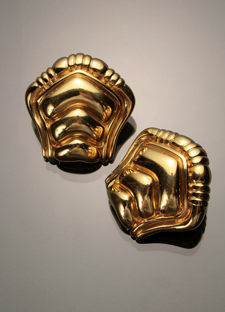 Appraisal: Pair of -Karat Yellow-Gold Clip-Back Earrings Weight dwt Length inch