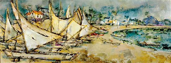 Appraisal: William Melton Halsey South Carolina - FISHING VILLAGE ECUADOR watercolor