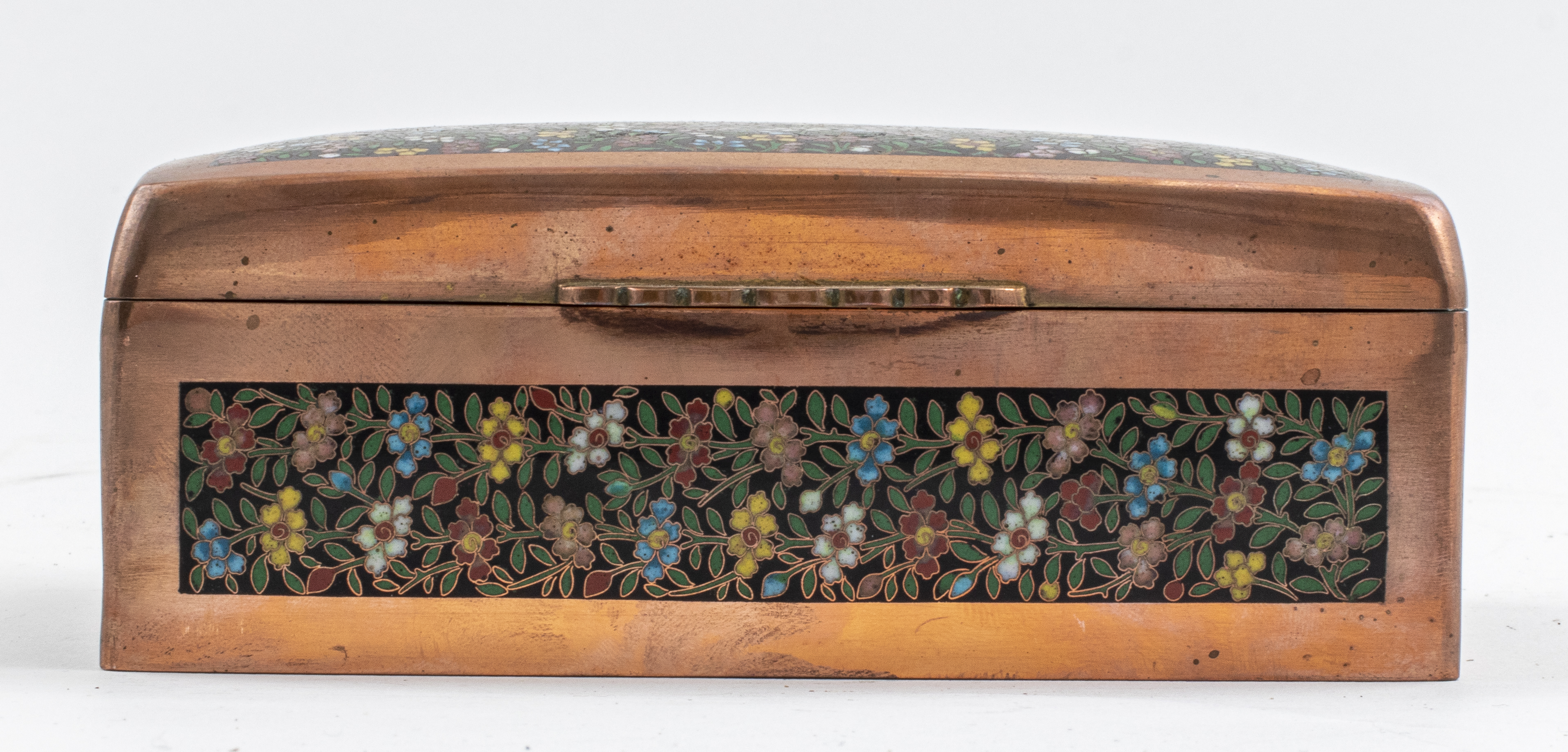 Appraisal: CHINESE BRONZE CLOISONNE FLORAL DECORATIVE BOX Chinese bronze cloisonne floral