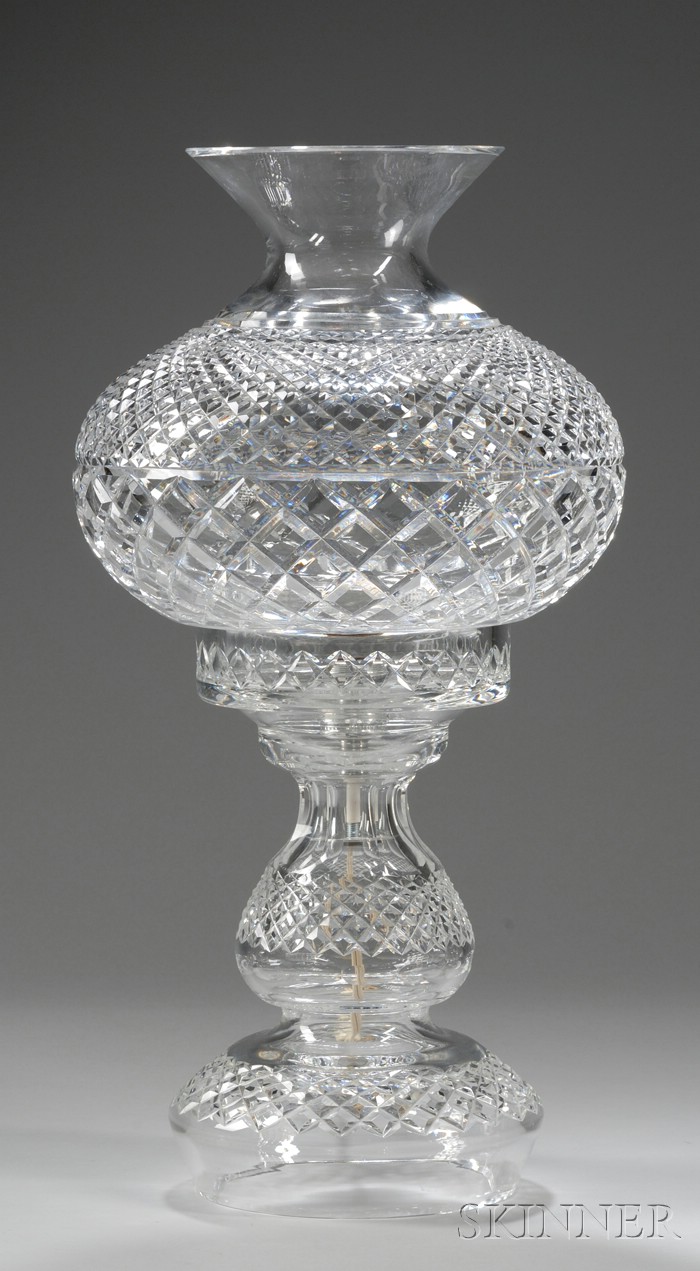 Appraisal: Colorless Cut Glass Table Lamp Attributed to Waterford in two