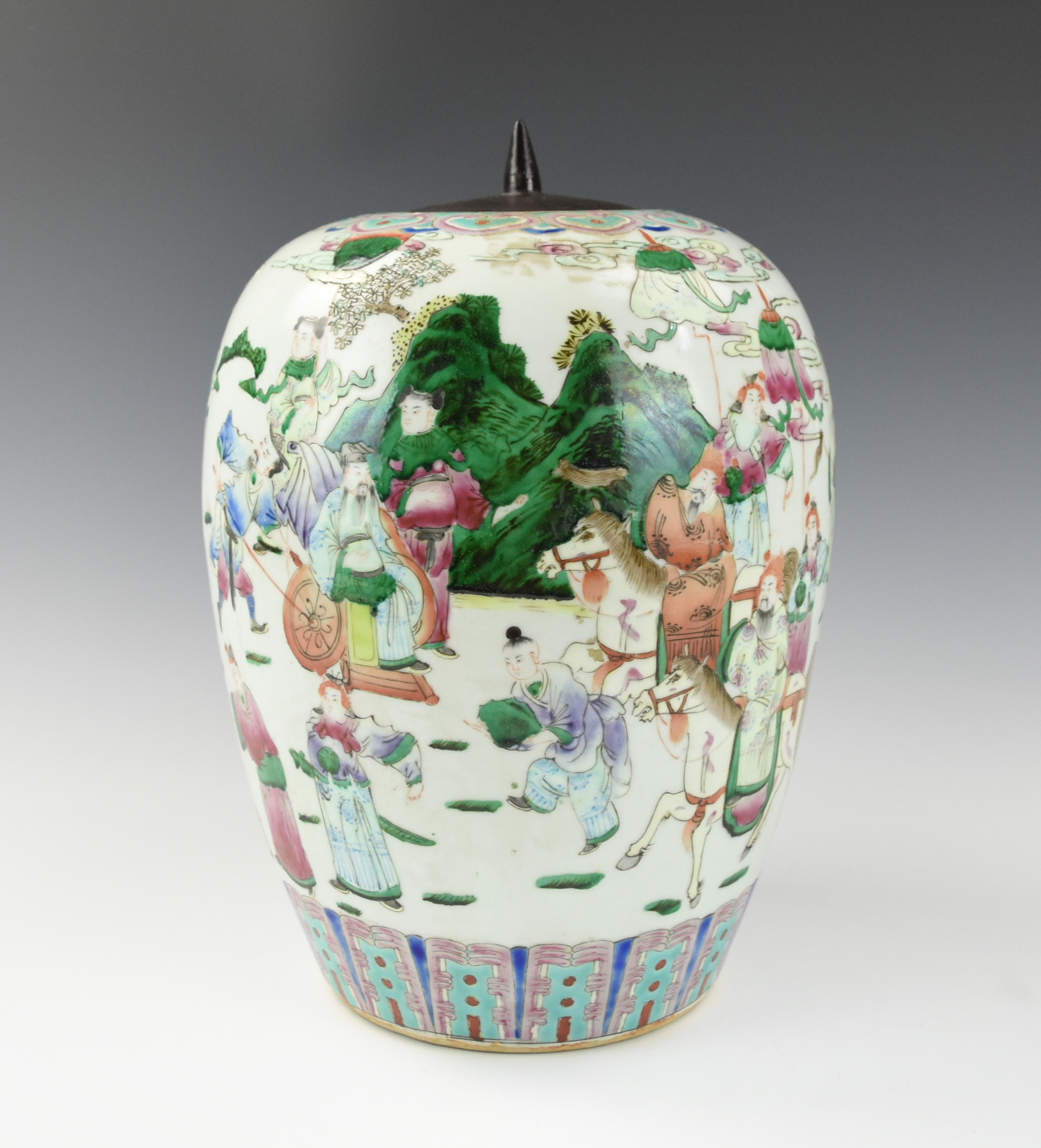 Appraisal: CHINESE FAMILLE ROSE JAR W FIGURES TH C Chinese th