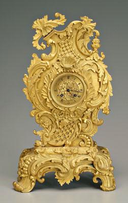 Appraisal: Louis XV style bronze dore clock rococo with extensive scrolls