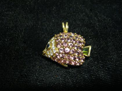 Appraisal: karat yellow gold multi-gem fish pin Jean VitauPave set diamond