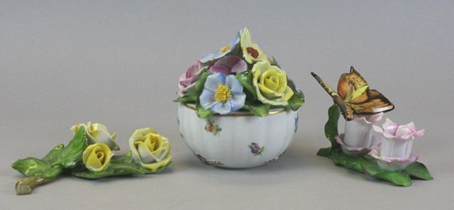 Appraisal: Herend Porcelain Flower Groups hand painted porcelain flower groups Yellow