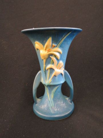 Appraisal: Roseville Zephyr Lily Art Pottery Vase blue - rim chip