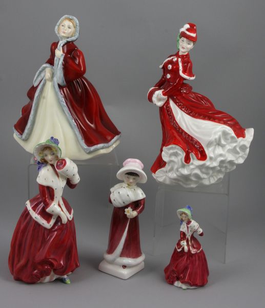 Appraisal: Group of five Royal Doulton figurines to include 'Rachel' h