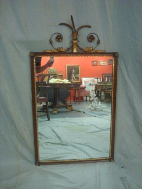 Appraisal: Mirror with Wheat Sheaf Crown From a New Rochelle estate