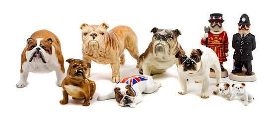 Appraisal: A Group of Ten Bulldog Figures Width of widest inches