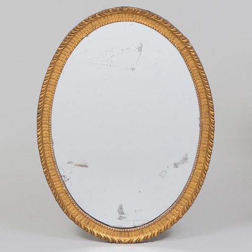 Appraisal: LATE GEORGE III OVAL GILTWOOD MIRROR x in Condition Lacking