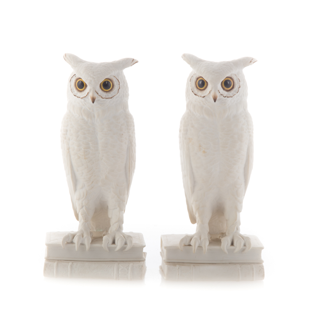 Appraisal: Pair of Boehm bisque porcelain owl bookends modeled as owl