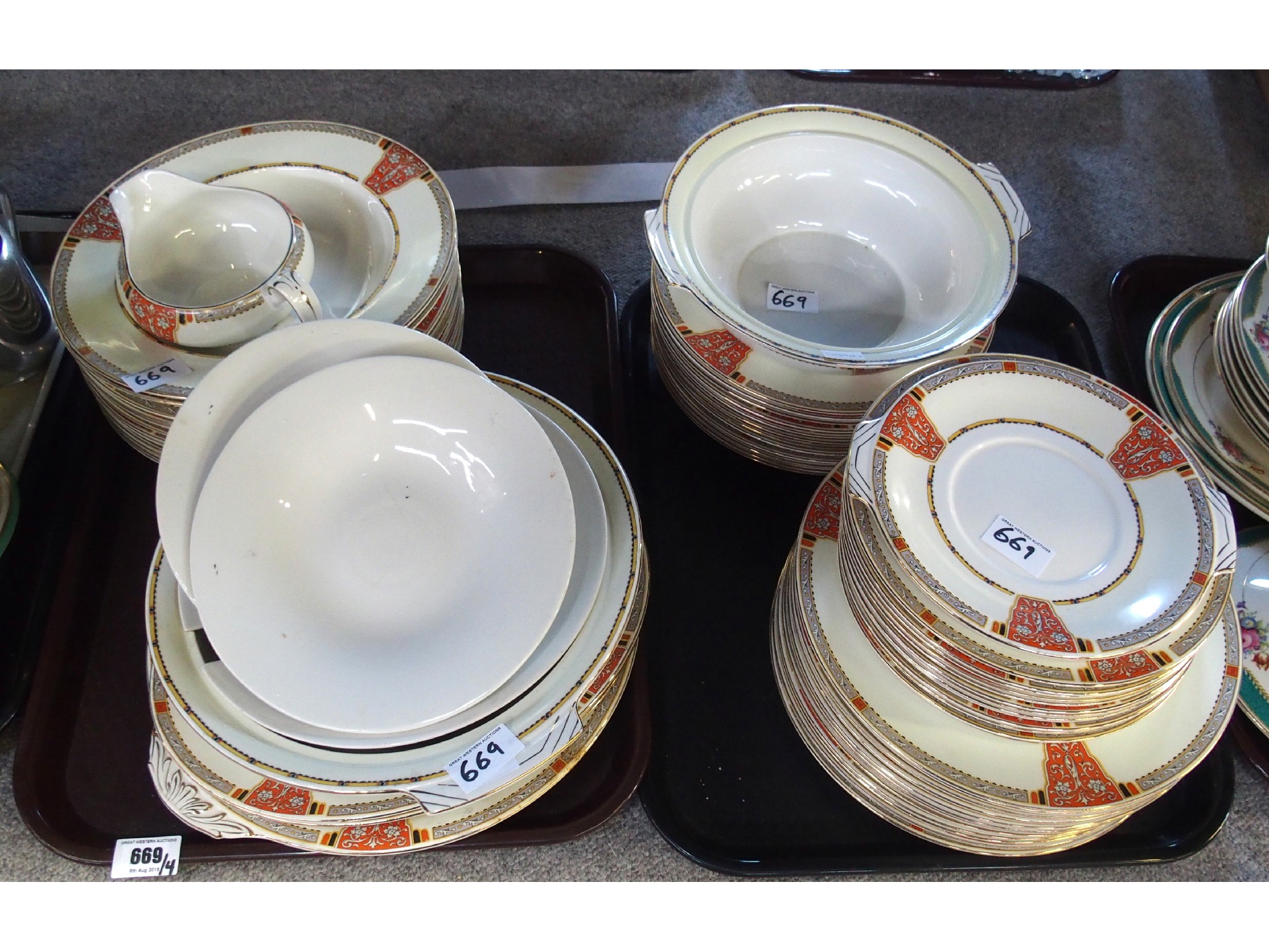 Appraisal: Four trays comprising Alfred Meakin dinner service for twelve and