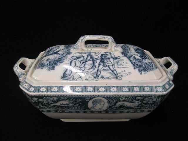 Appraisal: Wedgwood ''Ivanhoe'' Blue TransferwareSoup Tureen handled '' x '' excellent