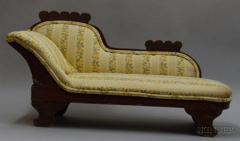 Appraisal: Doll's Chaise Longue late th early th century with stained