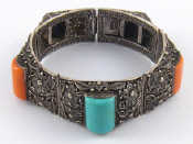 Appraisal: A Chinese silver filigree bracelet the clasp marked silver approx