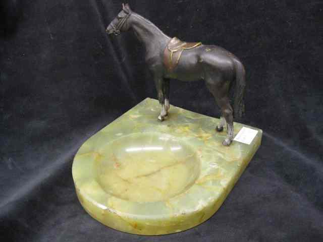 Appraisal: Austrian Bronze Horse Figurine one deco onyx candy dish base